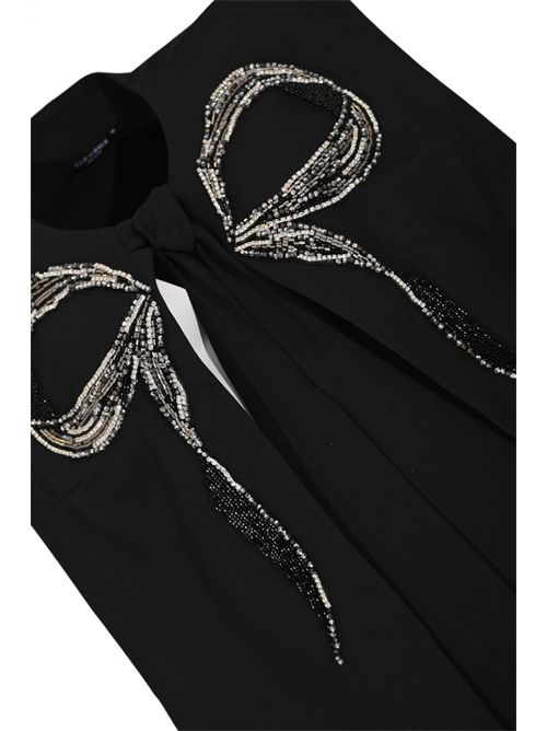 Completo Meli 66692 in crepe con applicazione fiocco in strass TARIK EDIZ | 66692BLACK